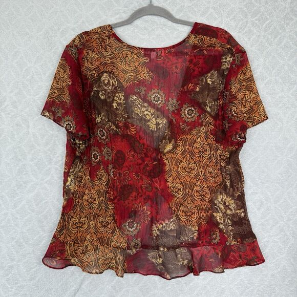 Vtg 90s 2-Piece Maxi Dress Set Sz 14 Sheer Ruffle Top Fairygrunge Boho Y2K Artsy - Picture 13 of 15